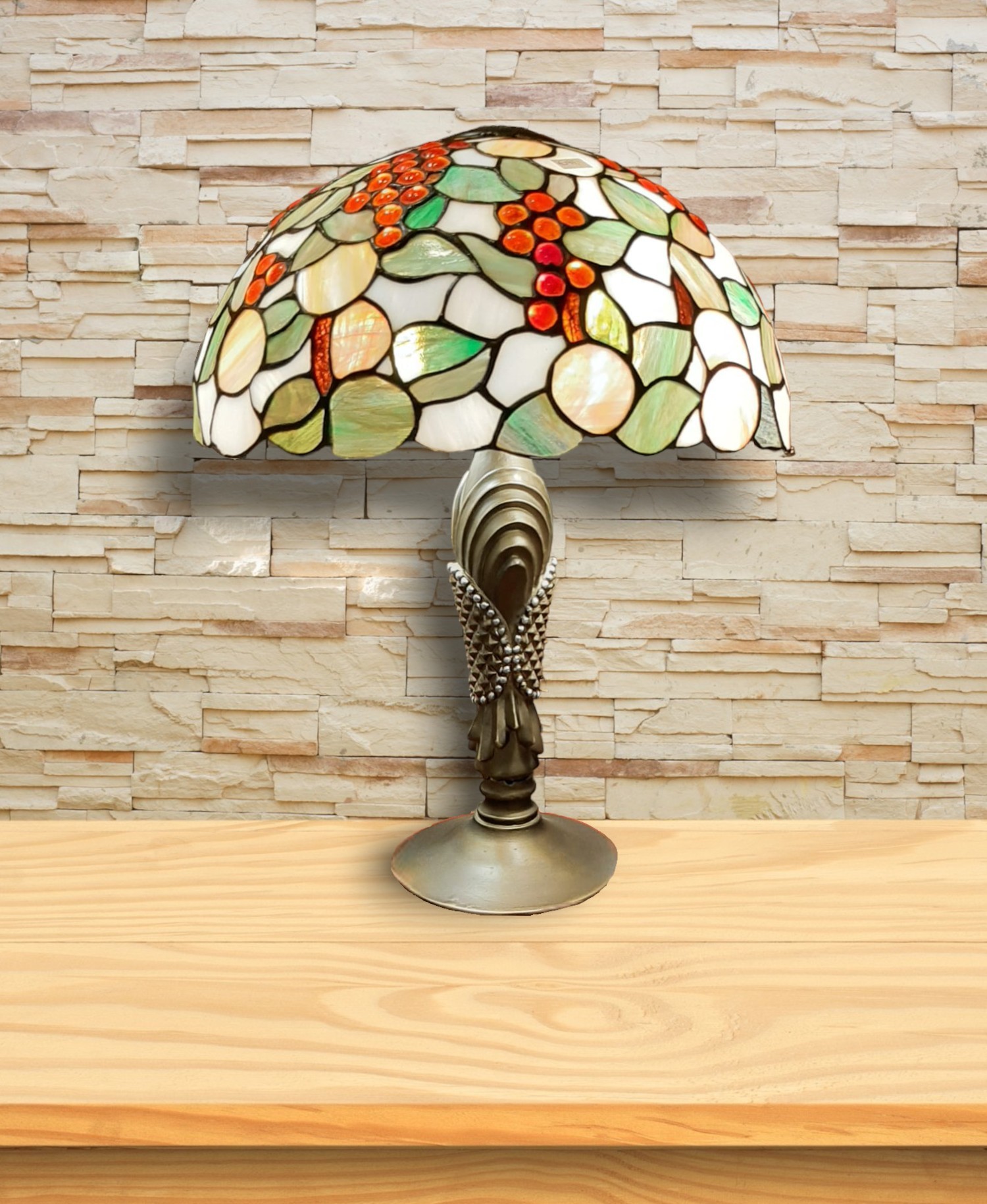 Tifany style lamp op art deco voet